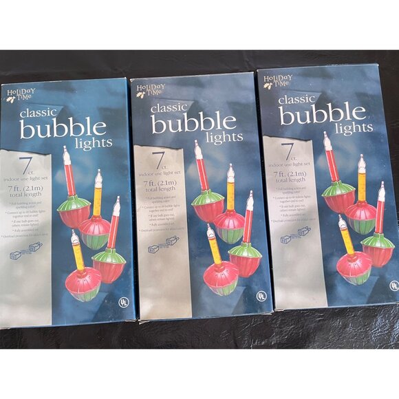 3 Boxes Classic Bubble Lights Indoor Use 3 Sets 7 Ft Length Each Christmas Tree - Picture 5 of 7